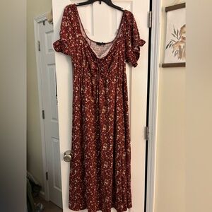 Vibe Burgundy Floral Maxi Dress